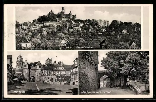 AK Braunfels /Lahn, Schloss, Marktplatz, Am Brunnen vor dem Tore