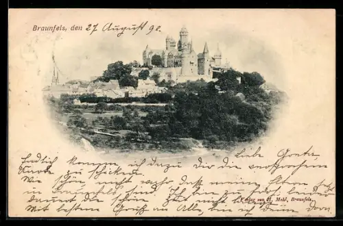 AK Braunfels, Schloss Braunfels und Stadtansicht