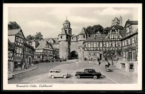 AK Braunfels /Lahn, Fachwerkhäuser, Stadttor, Schloss
