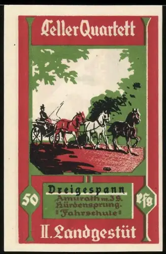 Notgeld Celle 1922, 50 Pfennig, Dreigespann, II. Landgestüt, mit Wappen