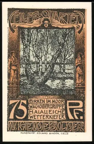 Notgeld Celle 1922, 75 Pfennig, Birken im Moor und Stadtwappen