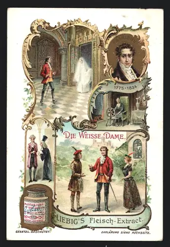 Sammelbild Liebig, Szenen aus Die weisse Dame von Boieldieu