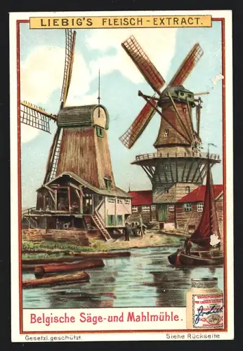 Sammelbild Liebig, Belgische Säge- und Mahlmühle