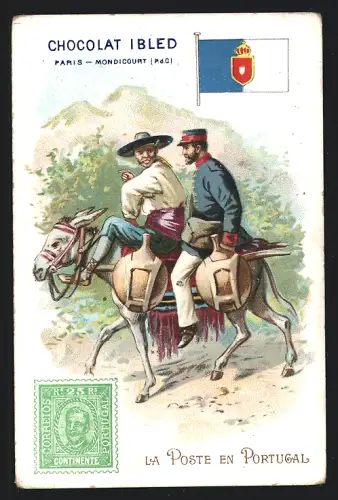 Sammelbild Chocolat Ibled, Paris, La Poste en Portugal