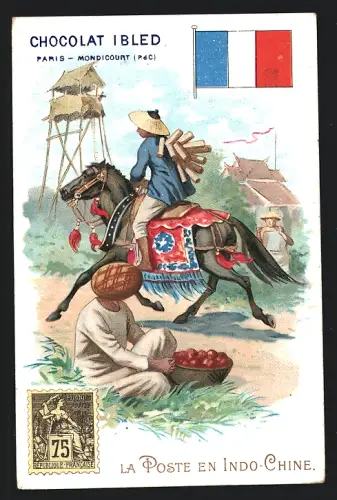 Sammelbild Chocolat Ibled, Paris, La Poste en Indo-Chine