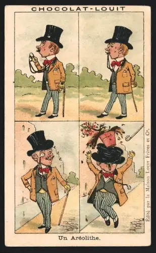 Sammelbild Chocolat Louit, Chocolats & Cacaos, Blumentopf fällt einem Mann auf den Kopf
