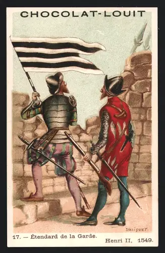 Sammelbild Chocolat Louit, Chocolats & Cacaos, Etendard de la Garde, Henri II