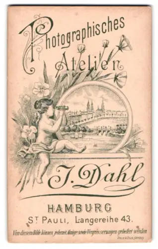 Fotografie J. Dahl, Hamburg, Langereihe 43, Mädchen schaut durch ein Fernglas auf die Binnenalster