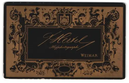 Fotografie F. Hertel, Weimar, Ornamente mit Wappen auf goldenem Hintergrund