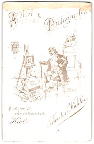Fotografie Theodor Kähler, Kiel, Fleethörn 29, Künstler vor seiner Staffelei im Atelier