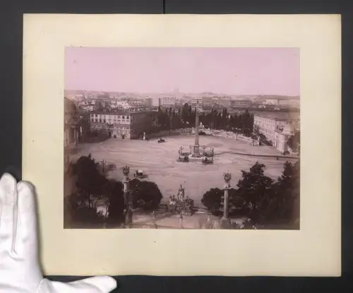 Fotografie unbekannter Fotograf, Ansicht Roma, Piazza del Popolo, Grossformat 29 x 36cm