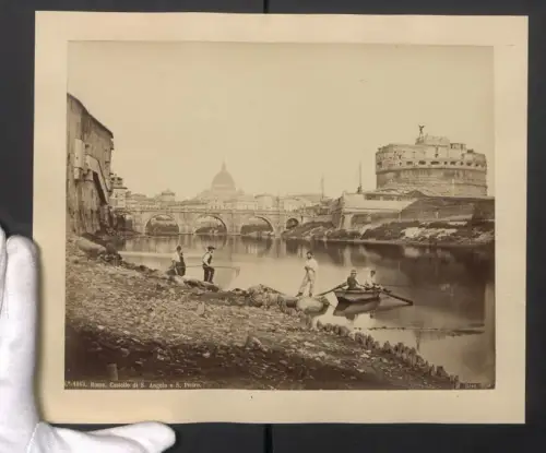 Fotografie unbekannter Fotograf, Ansicht Roma, Castello di S. Angelo e S. Pietro, Grossformat 25 x 30cm