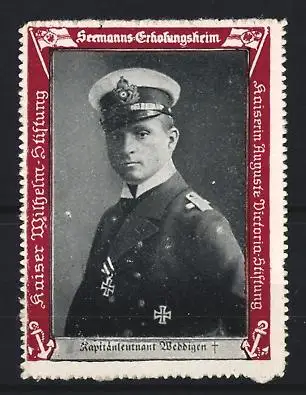 Reklamemarke Kaiser Wilhelm Stiftung, Kapitänleutnant Weddigen, Seemanns-Erholungsheim