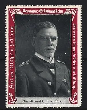 Reklamemarke Seemanns-Erholungsheim, Kaiser Wilhelm-Stiftung, Vize-Admiral Graf von Spee
