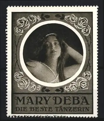 Reklamemarke Tänzerin Mary Deba, Rosenornament
