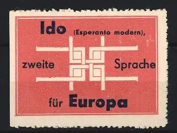 Reklamemarke Ido, Esperanto modern, zweite Sprache für Europa, Geometrisches Muster
