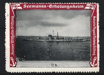 Reklamemarke Seemanns-Erholungsheim, Kaiser Wilhelm-Stiftung, U-Boot U9