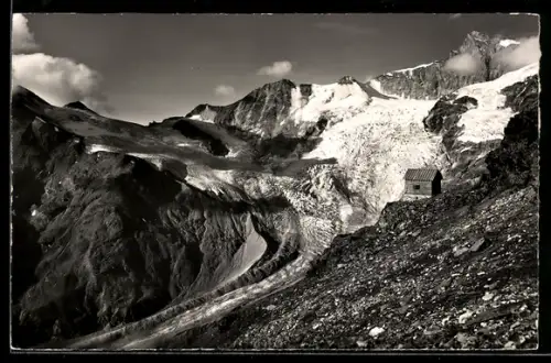 AK Weisshorn-Hütte, Panorama mit Zinal Rothorn, Hohlichtgletscher