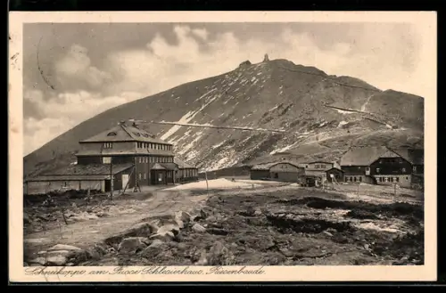 AK Schlesierhaus, Fuss der Schneekoppe mit Riesenbaude