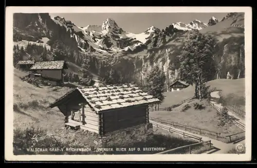 AK Wengen, Waldemar Graf von Reichenbach, Blick auf Breithorn