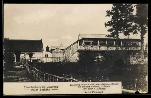 AK Rasocherhaus am Jauerling, Ansicht mit Turm u. Nebengebäuden