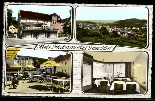 AK Bad Salzschlirf, Ortstotale, Haus Friedeborn, auf der Terrasse