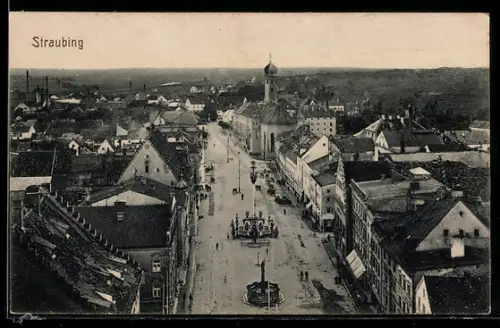AK Straubing, Blick über die Stadt aus der Vogelschau