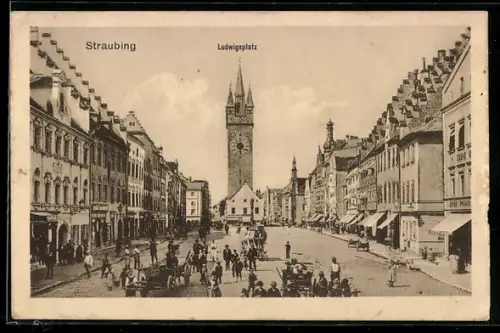 AK Straubing, Strassenleben auf dem Ludwigsplatz