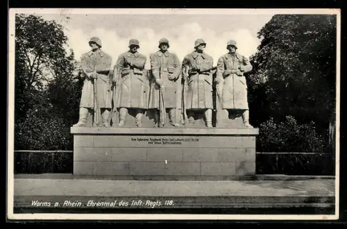 AK Worms, Ehrenmal des Infanterie-Regiment Nr. 118