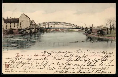 AK Straubing, Blick auf die Donaubrücke