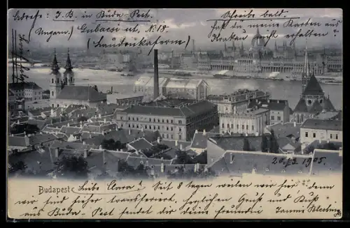 AK Budapest, Panorama der Stadt mit Parlament