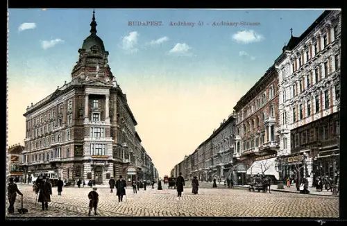 AK Budapest, Geschäfte in der Andrássy-Strasse