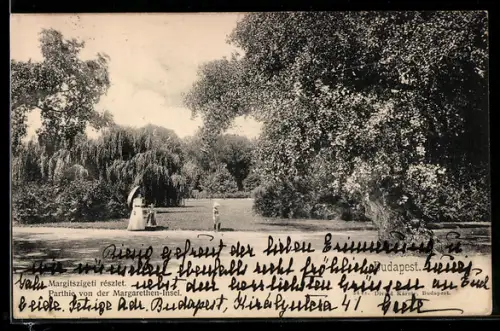 AK Budapest, Partie von der Margarethen-Insel