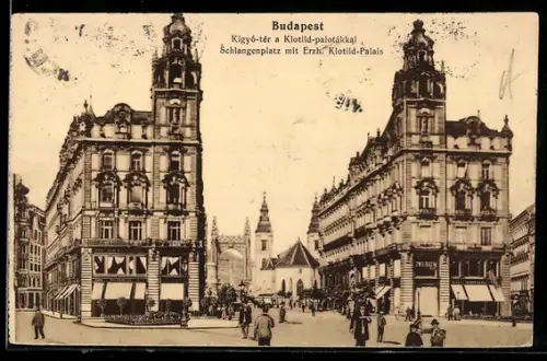 AK Budapest, Schlangenplatz mit Erzh. Klotild-Palais