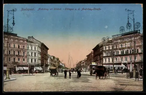 AK Budapest, Oktogon an der Andrássy-Strasse