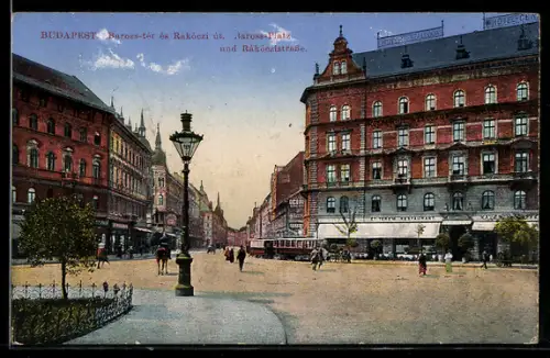 AK Budapest, Baross Platz und Rákóczistrasse