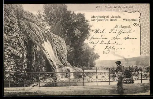 AK Budapest, Margarethen-Insel, Wasserfall