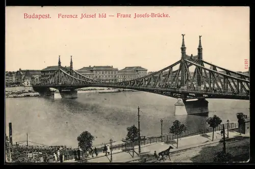 AK Budapest, Ansicht der Franz-Josefs-Brücke