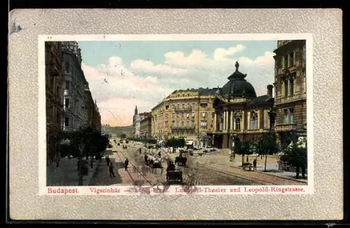 AK Budapest, Lustspiel-Theater und Leopold-Ringstrasse