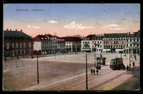 AK Saarlouis, Marktplatz, Strassenbahn