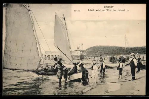AK Misdroy, Segelboote am Ostseestrand