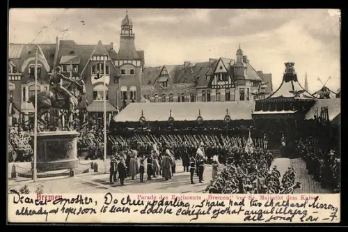 AK Bremen, Parade des Regiments Bremen vor Sr. Majestät dem Kaiser