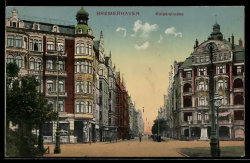 AK Bremerhaven, Kaiserstrasse mit Geschäften