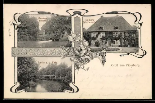 AK Moisburg, Domäne Vorderseite, Wassermühle, Partie an der Este