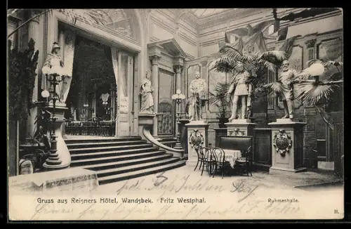 AK Hamburg-Wandsbek, Reisners Hotel, Ruhmeshalle, Innenansicht