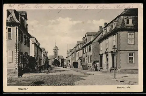 AK Arolsen, Hauptstrasse mit Kirche