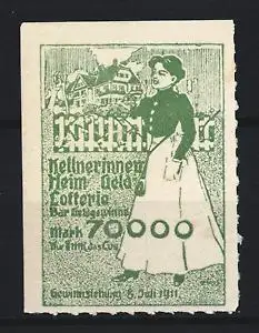 Reklamemarke Geld-Lotterie 1911, Kellnerinnenheim, 70.000 Mark