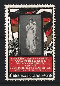 Reklamemarke Wunsiedel, Luisenburg-Festspiel 1912, Frau in Kleid