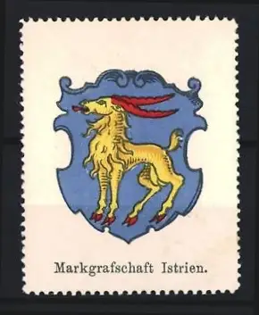 Reklamemarke Markgrafschaft Istrien, Wappen, Steinbock mit roten Hörnern