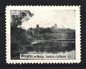Reklamemarke Wimpfen am Neckar, Solbad u., Landschaftsansicht